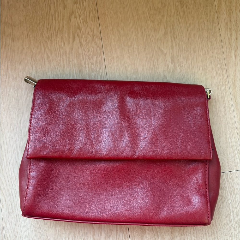 Red Leather Worthington Crossbody Bag